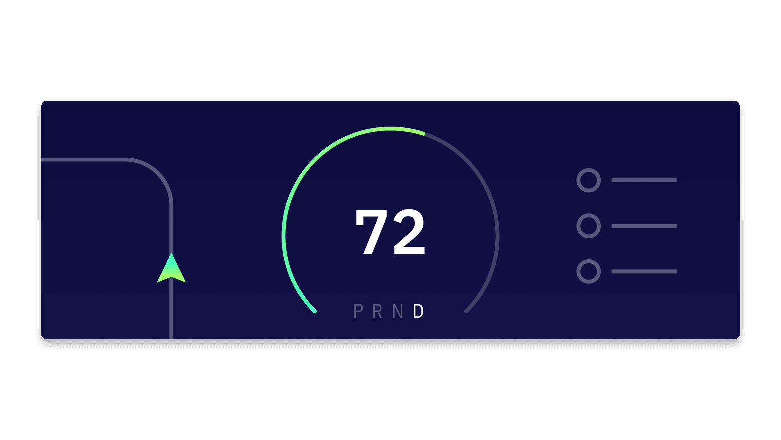 In-car dashboard interface. (Abstracted visualization)